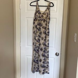 Maxi floral blue, purple and cream dress